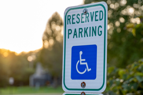 Close-Up of Reserved Parking Sign in Lot