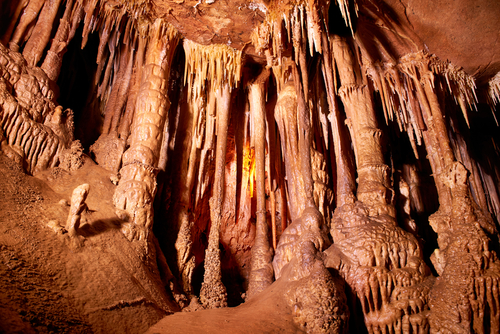 Cave dark interior with light