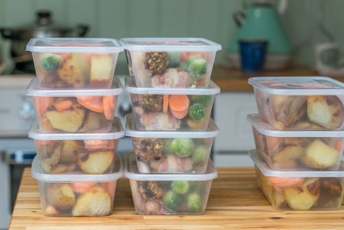 meal prep containers of food