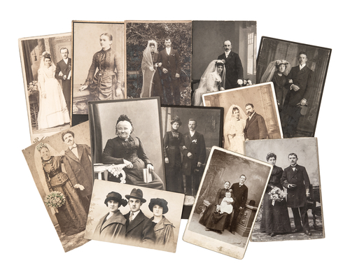 group of vintage family and wedding photos